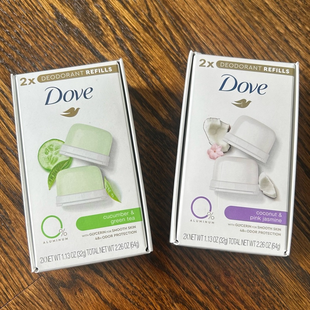DOVE BEAUTY 0% Aluminum Refill Two Pack NWT!